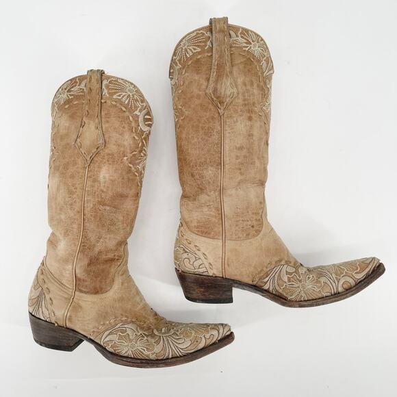 Old Gringo Erin Bone Cream Floral Embroidered Western Cowgirl Boot size 7 - Picture 4 of 14